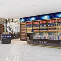 Modern Liquor and Tobacco Store Interior With Shelves Display Counters And Products