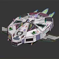 Futuristic Spaceship Model With Geometric Design Metallic Surface And Glowing Details