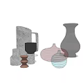 Artistic Ceramic Vessels With Various Shapes Vase Pitcher Cup And Textured Designs 3d model