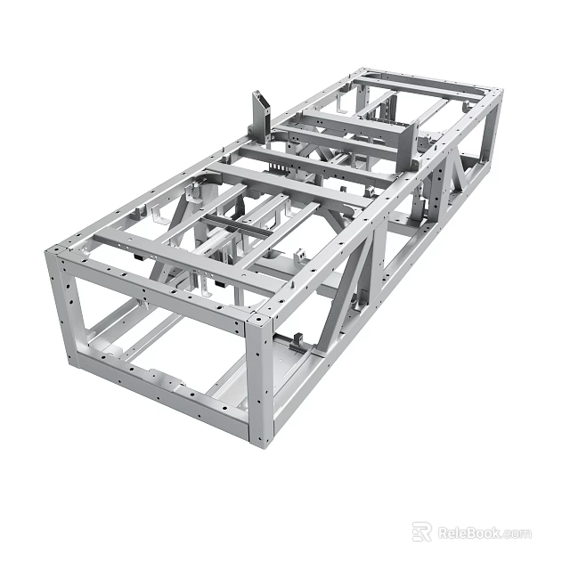 Metal Frame Structure With Aluminum Components And Industrial Design Elements 3d model