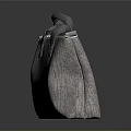 Modern Textured Fabric Handbag With Grey Handles And Square Accents
