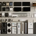 Various Home Appliances Collection With Refrigerators TVs Washing Machines Microwaves And Vacuum Cleaners