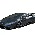 Black Sports Car with Sleek Aerodynamic Body Large Alloy Wheels Rear Spoiler and Modern Design