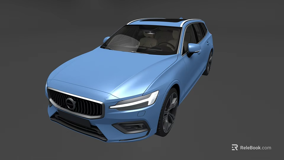 Modern Blue Volvo Wagon With Sleek Front Design And Stylish Headlights 3d model