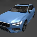 Modern Blue Volvo Wagon With Sleek Front Design And Stylish Headlights 3d model
