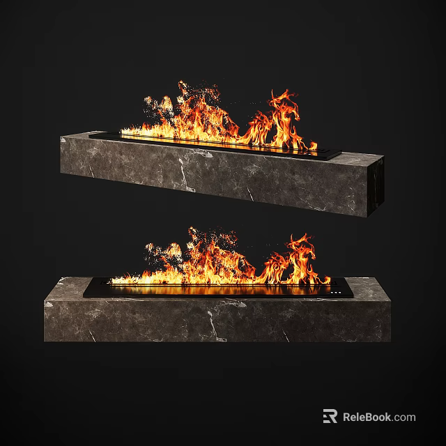 Modern Marble Fireplace With Realistic Flames And Sleek Contemporary Design 3d model 