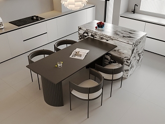 Modern Island Table and Chair Table for Four 3d model