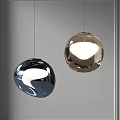 Modern Spherical Pendant Lights In Black And Brown With Smooth Surface And Illuminated Look