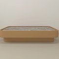 Modern Rectangular Coffee Table With Wooden Frame And Textured Glass Top