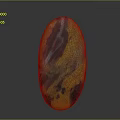 Oval Shaped Wooden Stone With Yellow Black White Natural Texture And Patterns