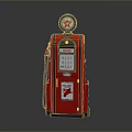 Vintage Red Gas Pump With Retro Design Analog Display And Fuel Hose