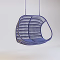 Blue Rattan Hanging Chair With Modern Woven Design And Comfortable Soft Seat
