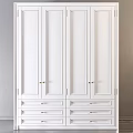 White Wardrobe With Multiple Doors Drawers And Golden Handles Modern Design