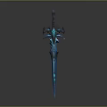 Ornate Fantasy Sword With Blue Glowing Details And Intricate Metallic Design