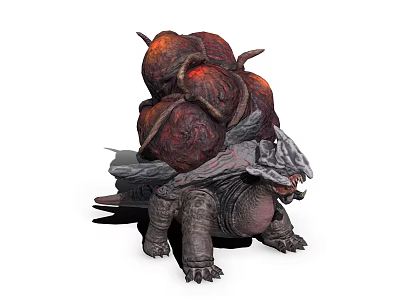 Mythical Fantasy Beast With Fiery Lava Orbs On Back And Armored Scales 3d model