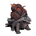 Mythical Fantasy Beast With Fiery Lava Orbs On Back And Armored Scales