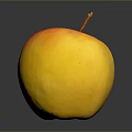 Fresh Red and Yellow Apple on Dark Shiny Surface with Reflection