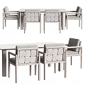 Modern Light Grey Dining Chairs With Woven Backrest And Comfortable Seat Design 3d model