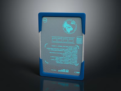Blue Border Electronic Device With Grid Pattern On Digital Screen 3d model