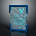 Blue Border Electronic Device With Grid Pattern On Digital Screen 3d model