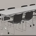 Long White Office Desk With Black Rolling Chairs For Meeting Room