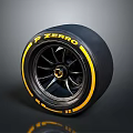 Car Performance Tire with P ZERO Brand Black Rubber and Yellow Stripe Design