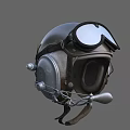 Classic Vintage Aviator Helmet With Leather Straps Goggles Headphones And Microphone