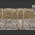 Traditional Stone Cottage With Moss Covered Thatch Roof Wooden Door And Stone Chimney