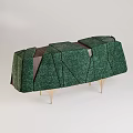 Green Modern TV Stand With Unique Geometric Paneling And Metal Legs