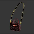 Quilted Leather Handbag With Golden Hardware Long Shoulder Strap And Top Handles