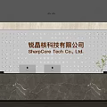 Modern Corporate Background Wall with Star Pattern and Marble Reception Desk