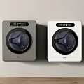 Two Wall Mounted Midea Washing Machines Gray And White Modern Design 3d model