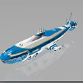 Blue And White Advanced Aerospace Spacecraft With Streamlined Design And Cockpit Features For Cosmic Journey