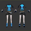 Futuristic Blue Bodysuit Costume With White Pants Boots And Gloves
