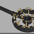 Industrial Equipment Black Base With Gold Metal Rotating Components And Multiple Ports
