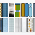 Various Modern Room Dividers With Colorful Patterns And Decorative Designs 3d model