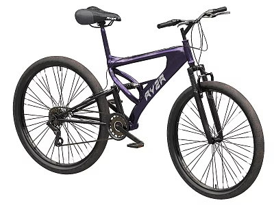 Mountain Bicycle With Purple Frame And Black Wheels For Outdoor Riding 3d model