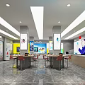 Modern Digital Store Interior With Smartphones Display Screens Tables And Bright Lighting