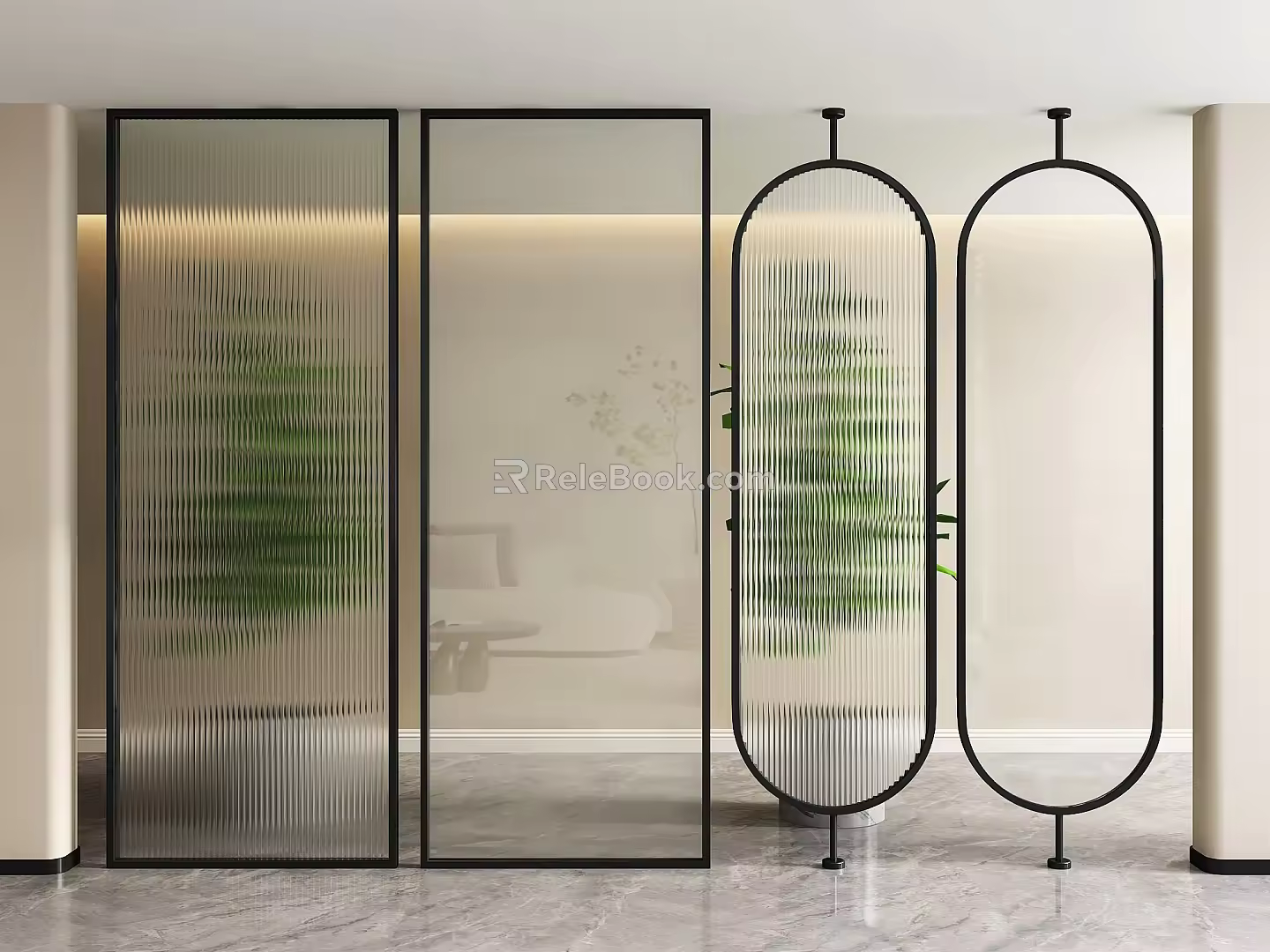 Modern Changhong Glass Partition Screen Kitchen Partition Screen Partition Corridor Partition Frosted Glass Partition 3d model