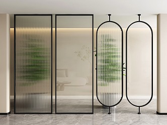 Modern Changhong Glass Partition Screen Kitchen Partition Screen Partition Corridor Partition Frosted Glass Partition 3d model