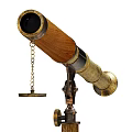 Vintage Commercial Telescopes With Wooden Brass Bodies And Tripod Stands