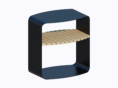 Modern Coffee Table With Black Metal Frame And Wooden Shelf Design 3d model