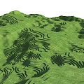 Lush Green Terraced Fields Landscape With Wavy Ridges And Rolling Hills