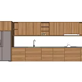 Modern Kitchen Interior With Wooden Cabinets Refrigerator Sink And Countertop