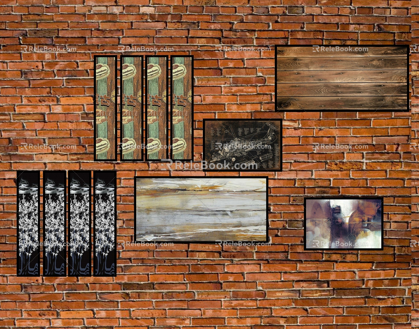 Industrial LOFT oil painting mural 3d model