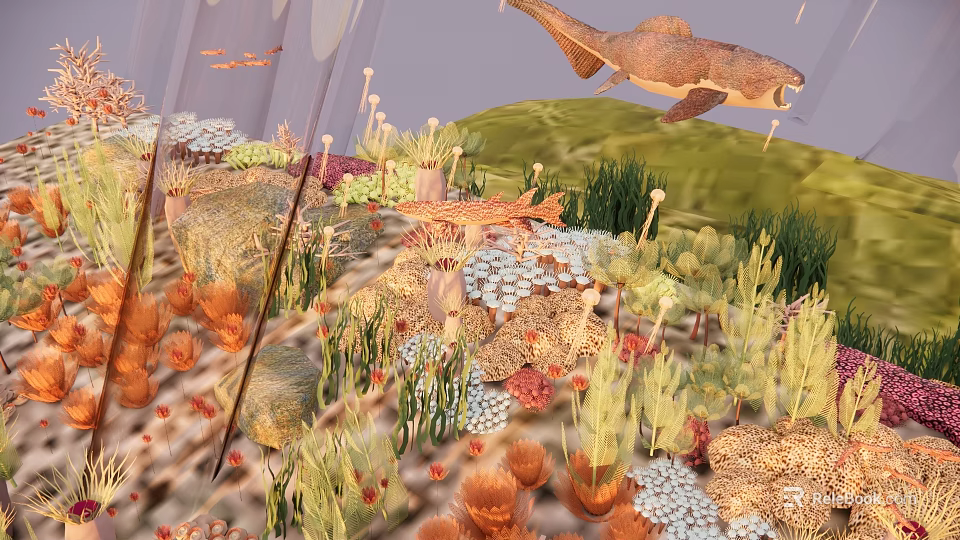 Aquarium Tank With Colorful Fish Vibrant Coral Aquatic Plants And Decorative Rocks 3d model 