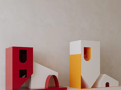 Colorful Geometric Architectural Models Decoration 3d model