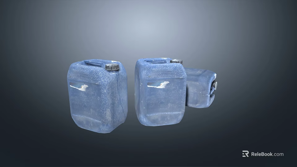 Blue Plastic Storage Drums With Lids In Different Sizes And Textured Surface 3d model 