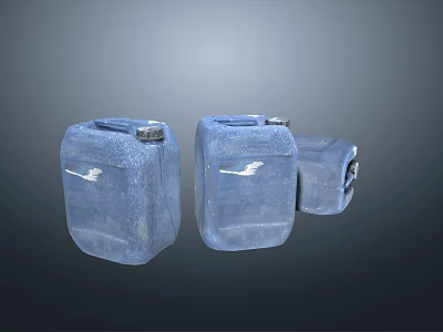Blue Plastic Storage Drums With Lids In Different Sizes And Textured Surface 3d model