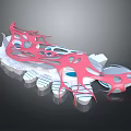 Unique Cartoon Scene With Pink And White Hollow Abstract Artistic Shapes
